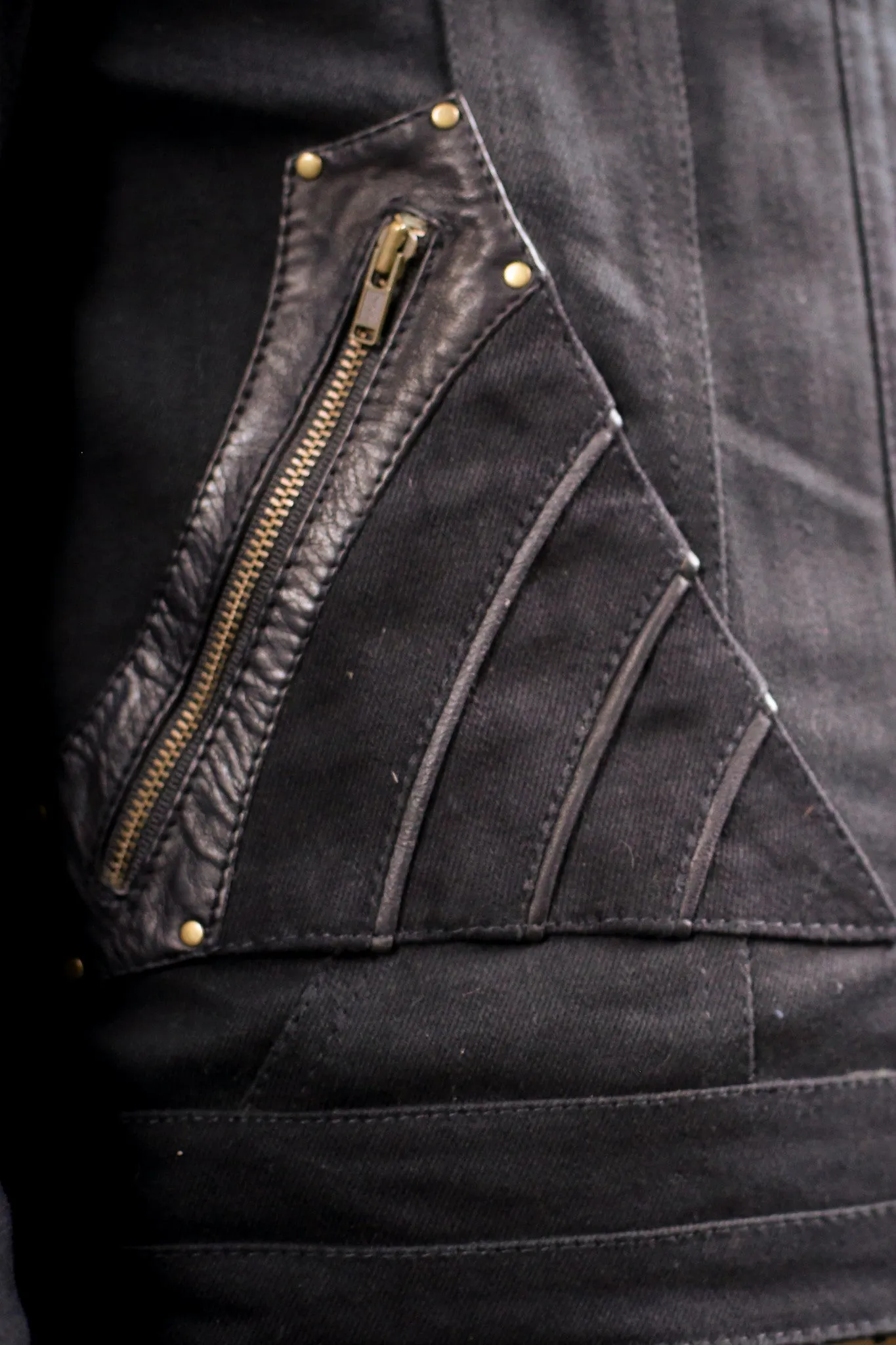 Alloy Stretch Denim and Leather Jacket