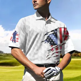 American Flag Golf And Drink Lover Polo Shirt, Golf American Flag Polo Shirt, Drinking Golf Shirt For Men Coolspod