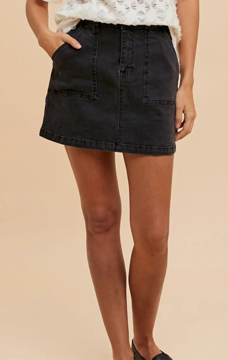 AnnieWear Cargo Denim Mini Skirt