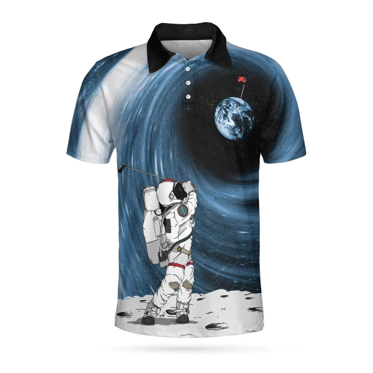 Astronaut Golfing Outer Space Black Golf Polo Shirt, Hole 404 Oops Polo Shirt, Best Golf Shirt For Men Coolspod