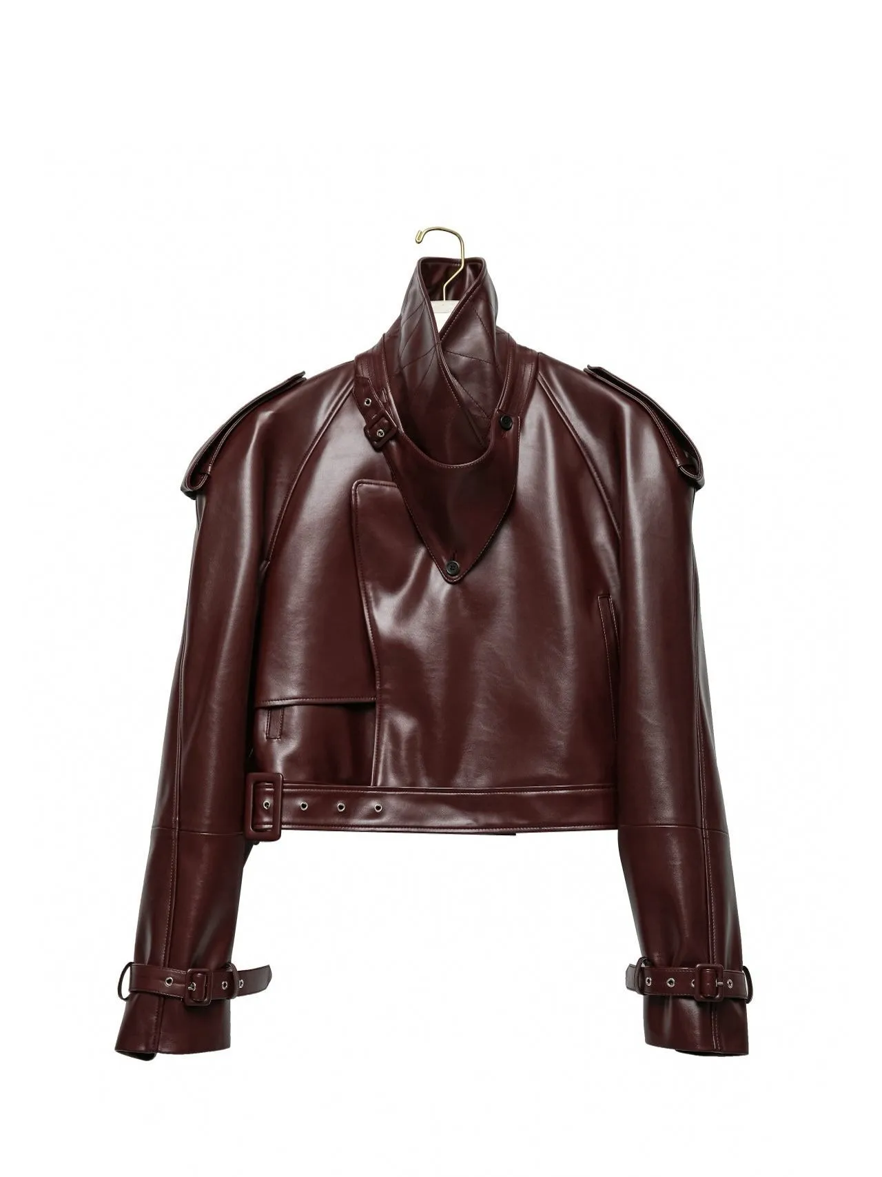 BELTED CHUNKY CROPPED VEGAN LEATHER TRENCH