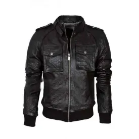 Black Biker Mens Leather Jacket