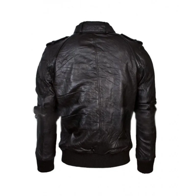 Black Biker Mens Leather Jacket