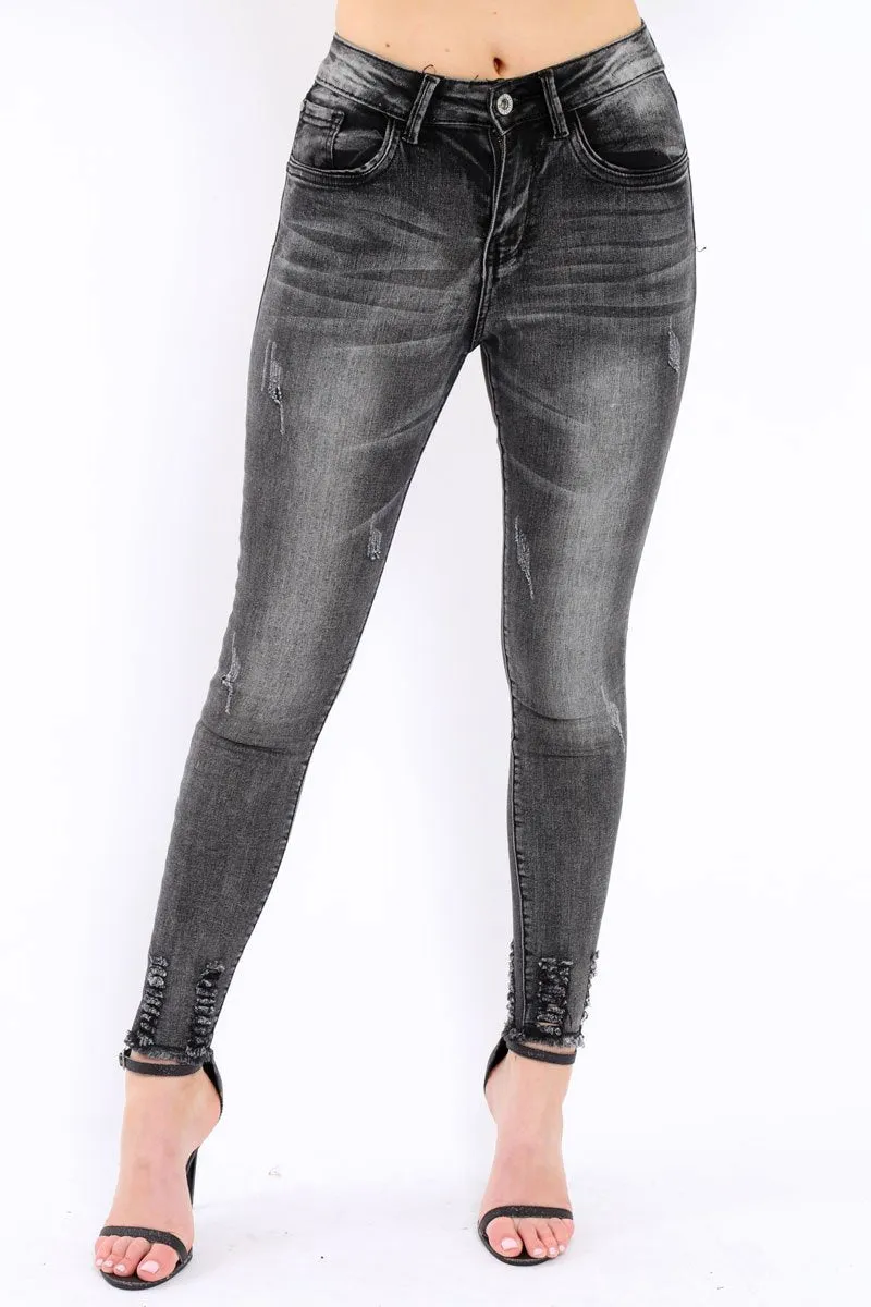 Black Distressed Skinny Jeans - Isabellah