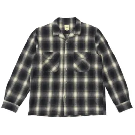 Black Ombre Check Flannel Open Collar Shirt