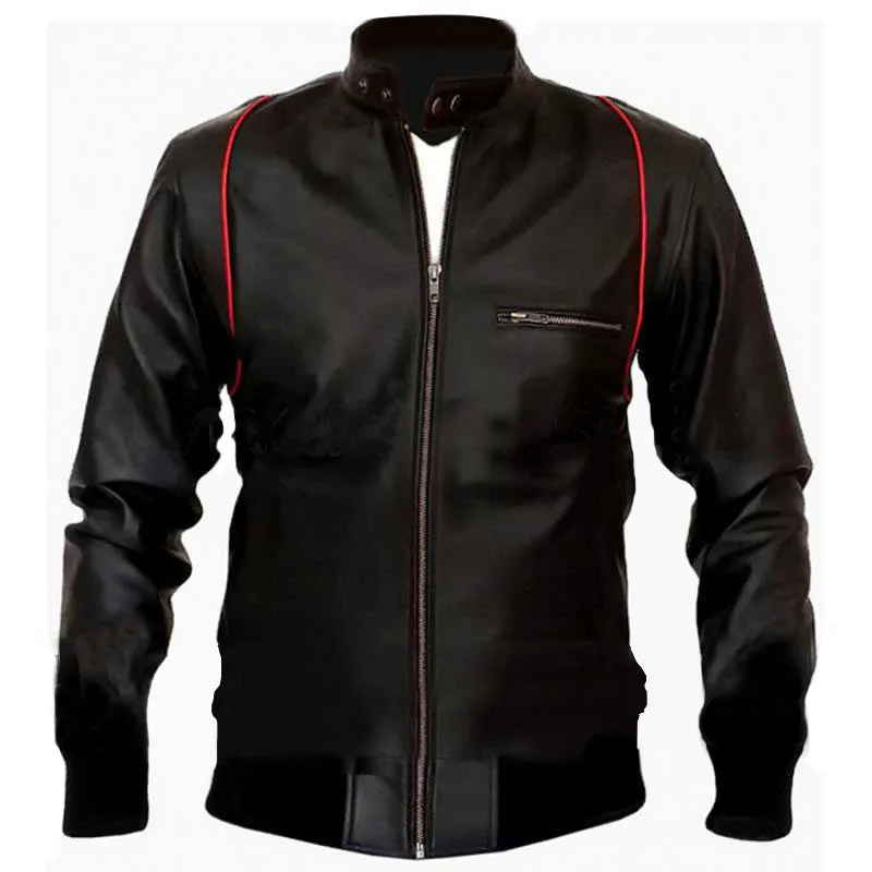 Black SlimFit Biker Style Leather Jacket