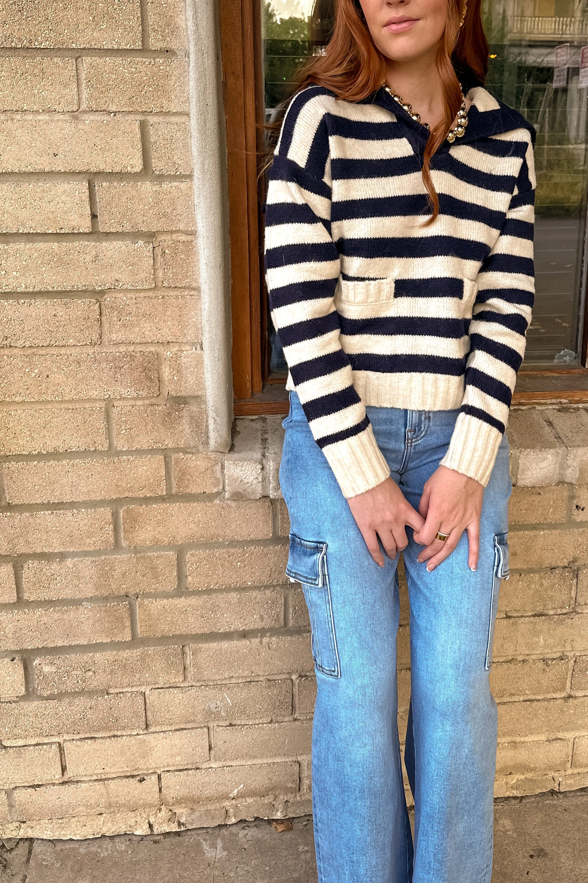 Blue Stripe Knit Sweater