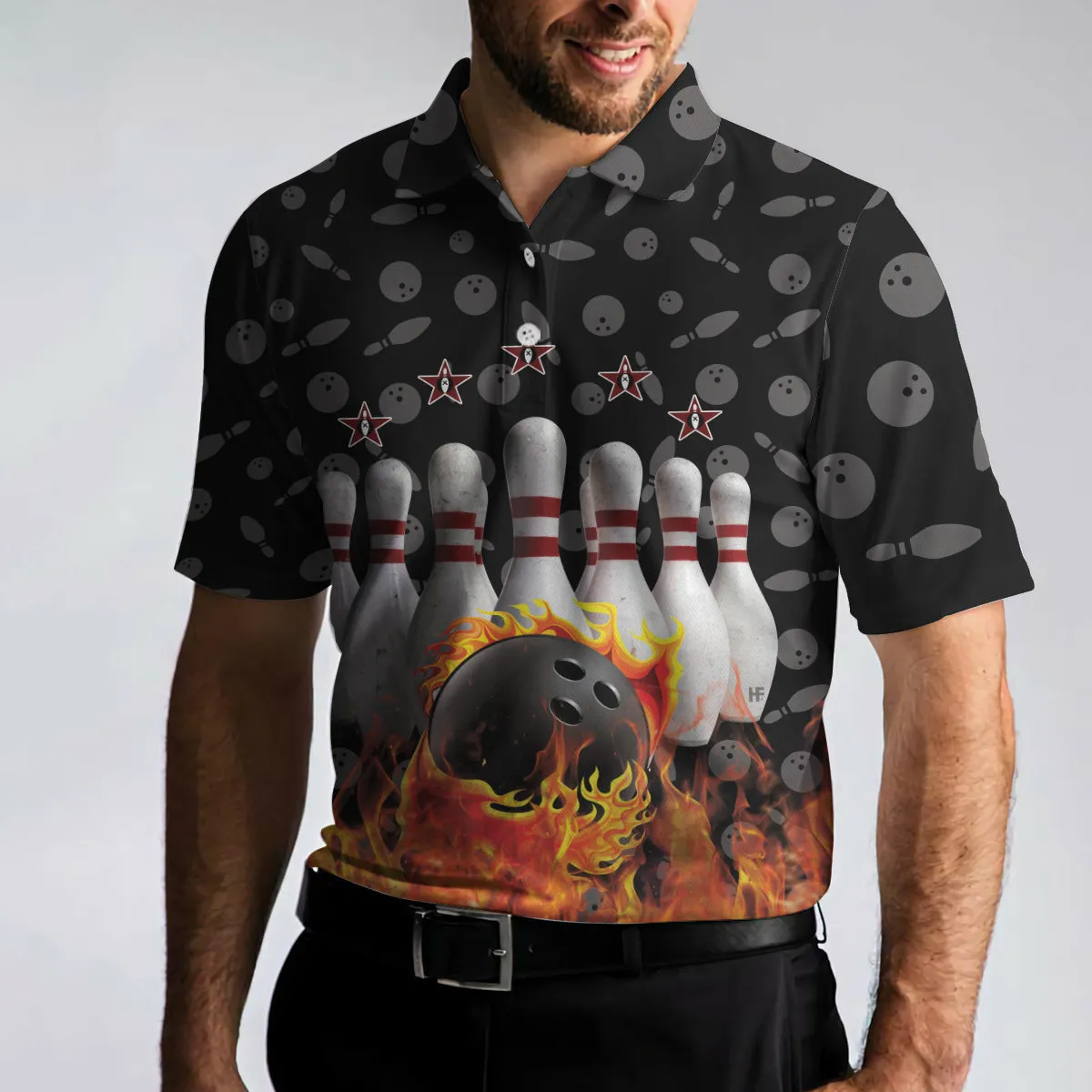 Bowling Skull Flame Custom Polo Shirt, Personalized Skull Bowling Polo Style Shirt, Bowling Gift Idea Coolspod