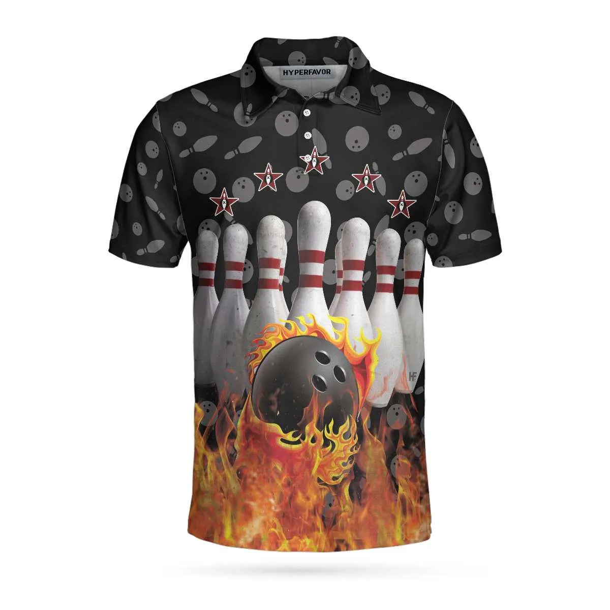 Bowling Skull Flame Custom Polo Shirt, Personalized Skull Bowling Polo Style Shirt, Bowling Gift Idea Coolspod