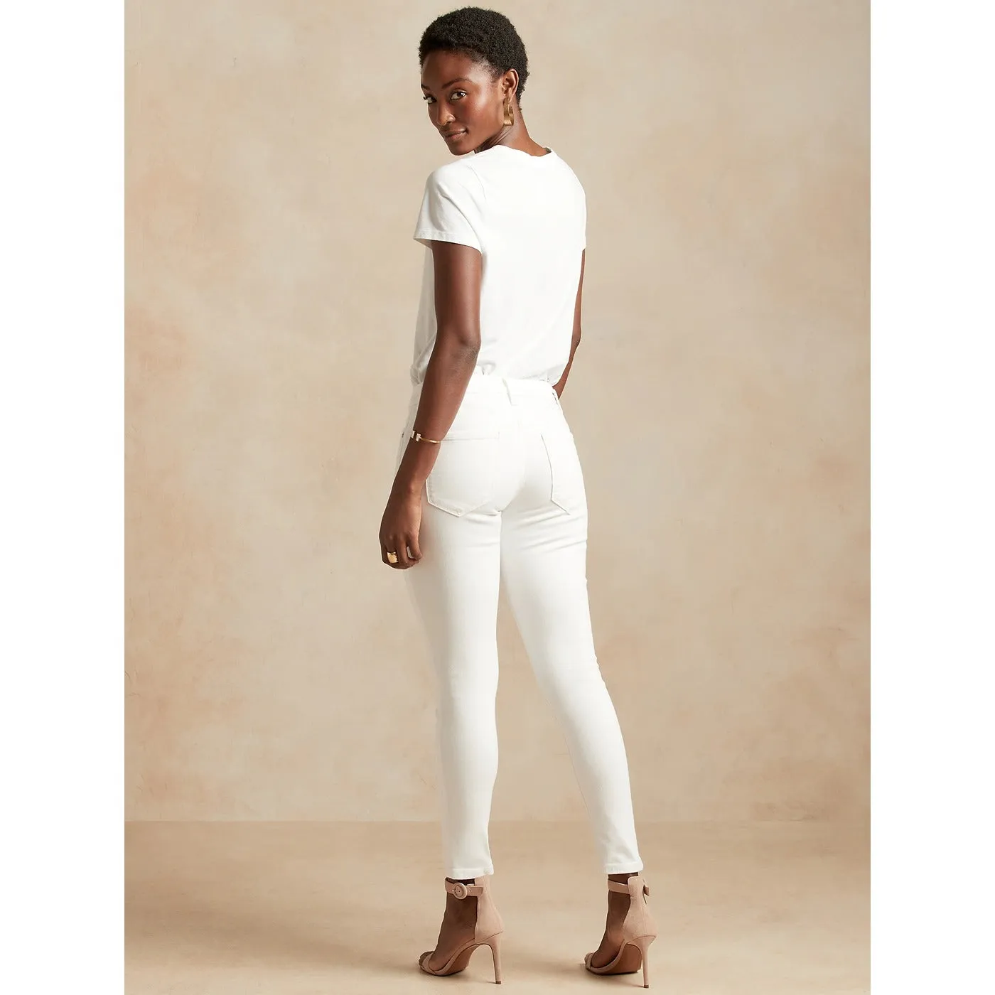 BR Mid Rise White Skinny Jeans