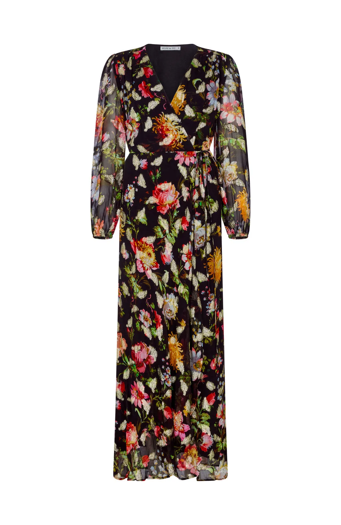 Bunty Foil & Floral Maxi Wrap Dress