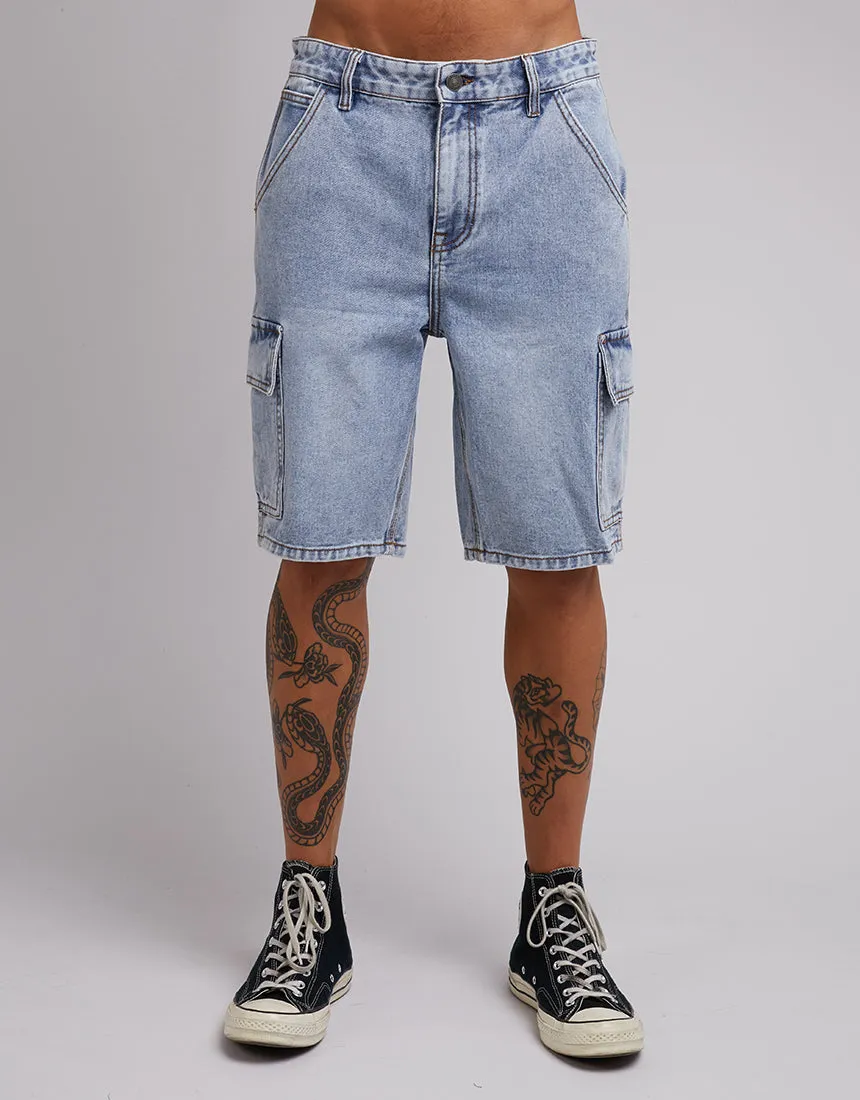 Cargo Denim Short Bleached Blue