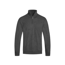 Charcoal SOLID Quarter Zip Sweater