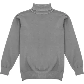 Dark Heather Grey Mens Long Sleeve Knit Turtleneck Sweater