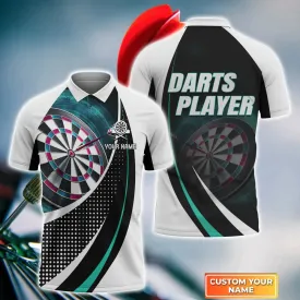 Dartboard Personalized Name 3D Polo Shirt For Darts Player, Dart Men's polo Shirt, Dart Team Shirts