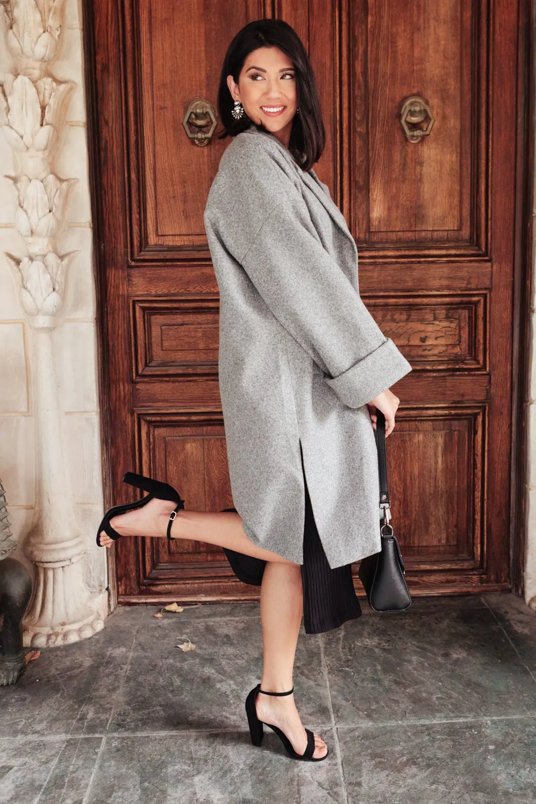 Deconstructed Oversized Trench Coat in Stone Gray