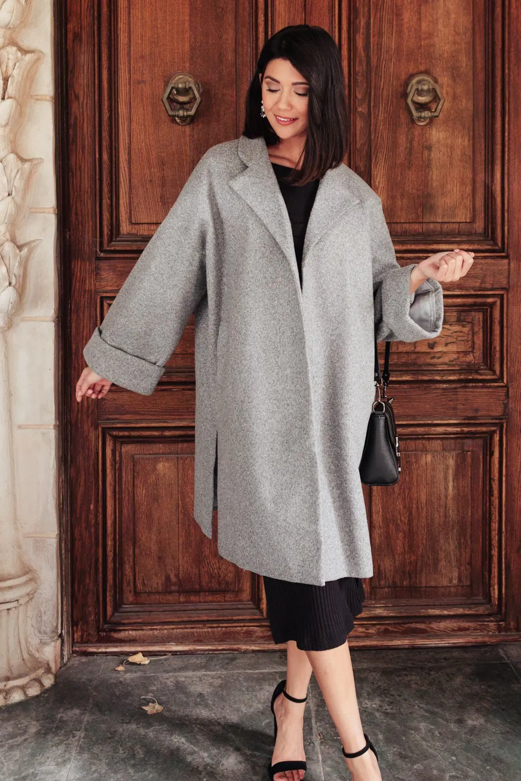 Deconstructed Oversized Trench Coat in Stone Gray