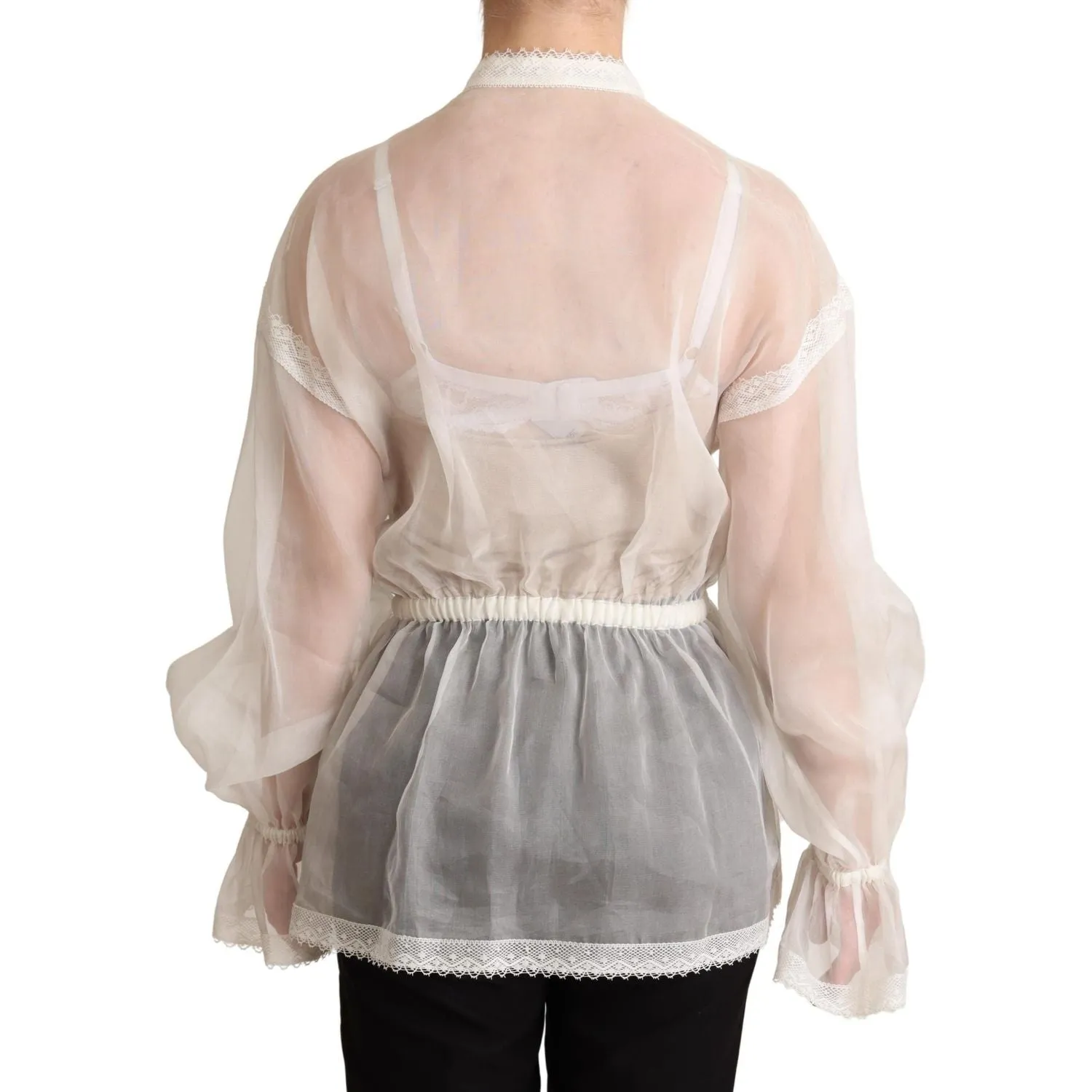 Dolce & Gabbana Elegant White Silk-Cotton Ascot Blouse