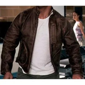 Dwayne Johnson Rampage Brown Distressed Leather Jacket