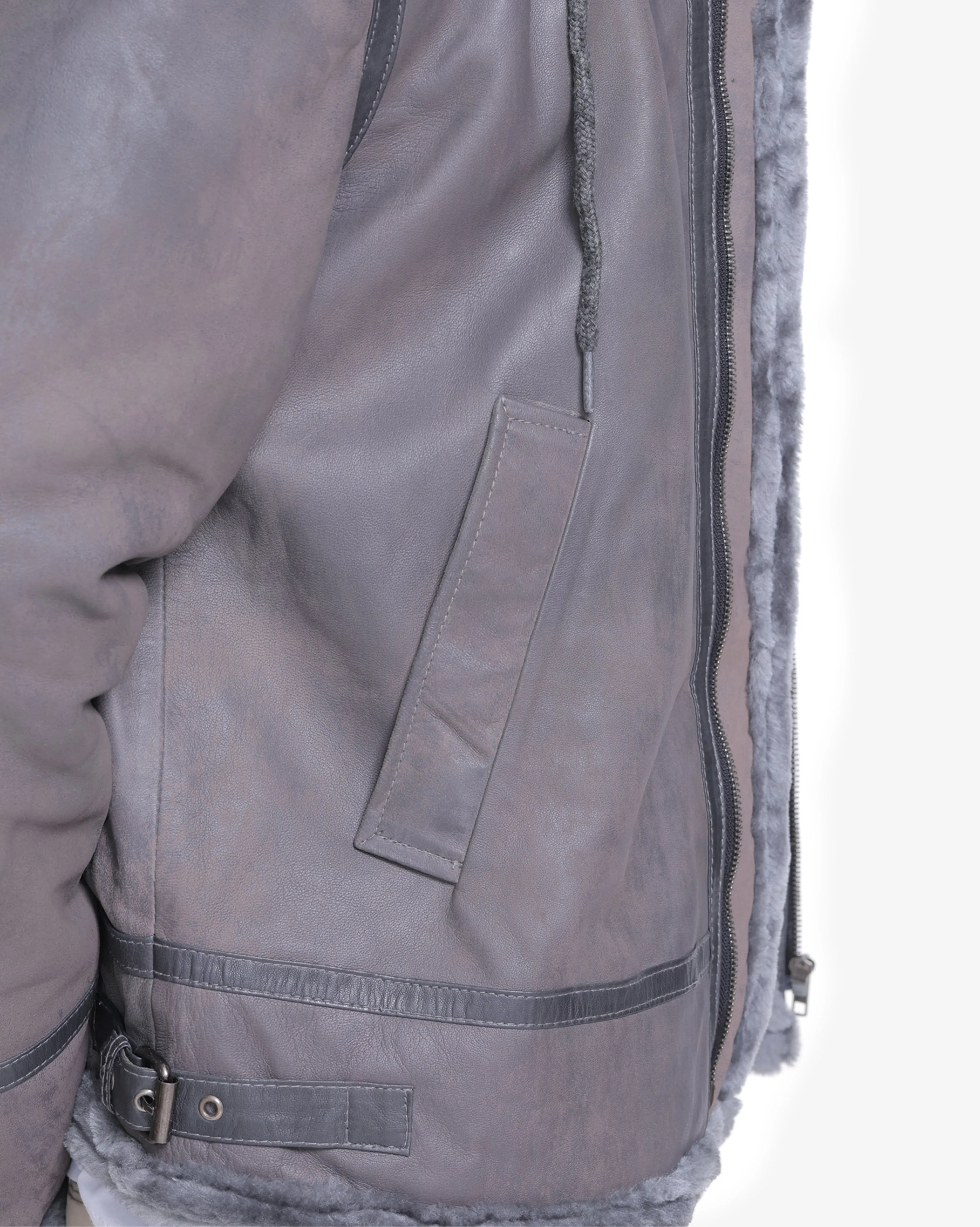 Edgar B3 Grey Leather Bomber Jacket