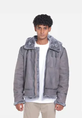 Edgar B3 Grey Leather Bomber Jacket