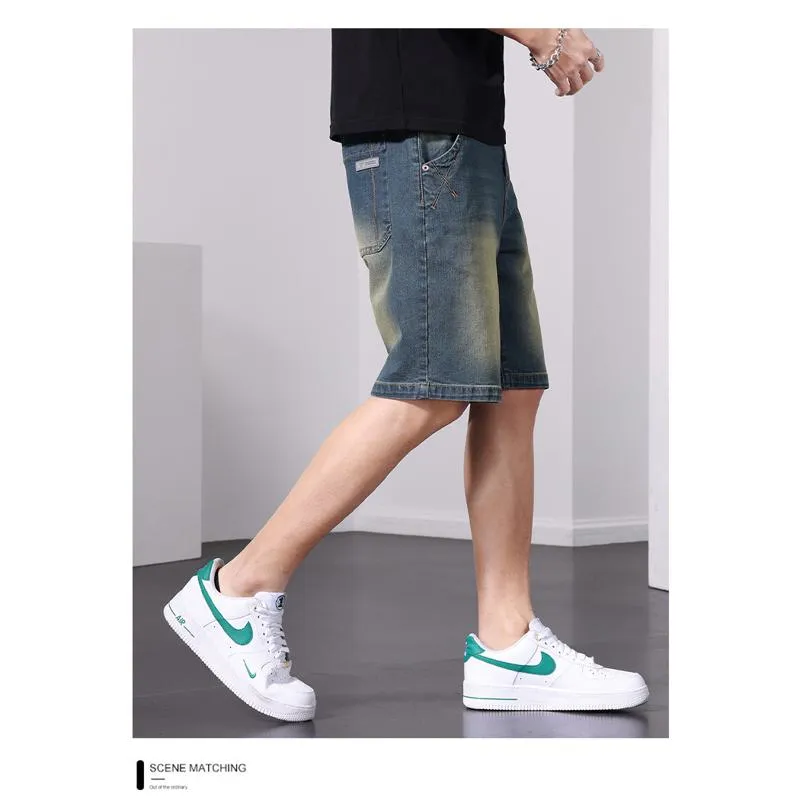 Elasticity Retro Drawstring Waist Loose Fit Washed Denim Shorts