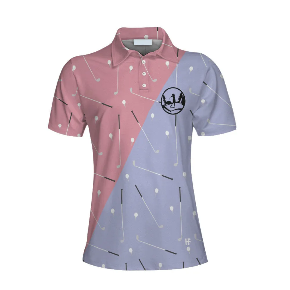 Elegant Golf Girl Seamless Pattern Short Sleeve Women Polo Shirt, Golf Shirt For Ladies, Unique Female Golf Gift Coolspod