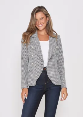 Fitted Blazer - Black & White Check