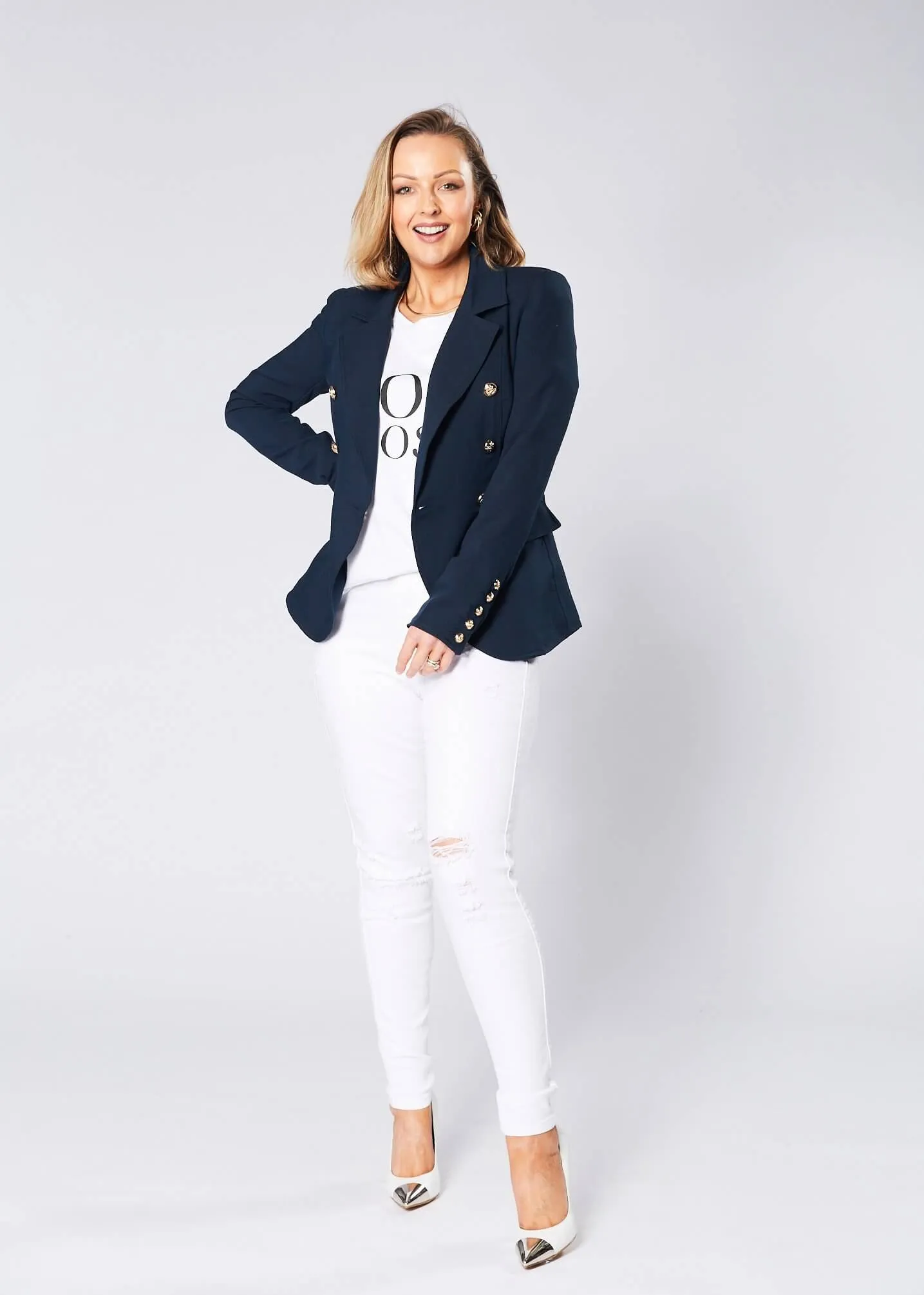 Fitted Blazer - Navy