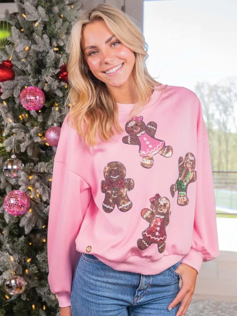 Gingerbread Sequin Crewneck Sweatshirt by Simply Southern