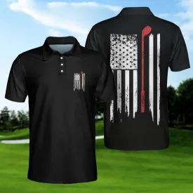 Golf Nation Short Sleeve Golf Polo Shirt, Black And White American Flag Polo Shirt, Golf Team Shirt Coolspod