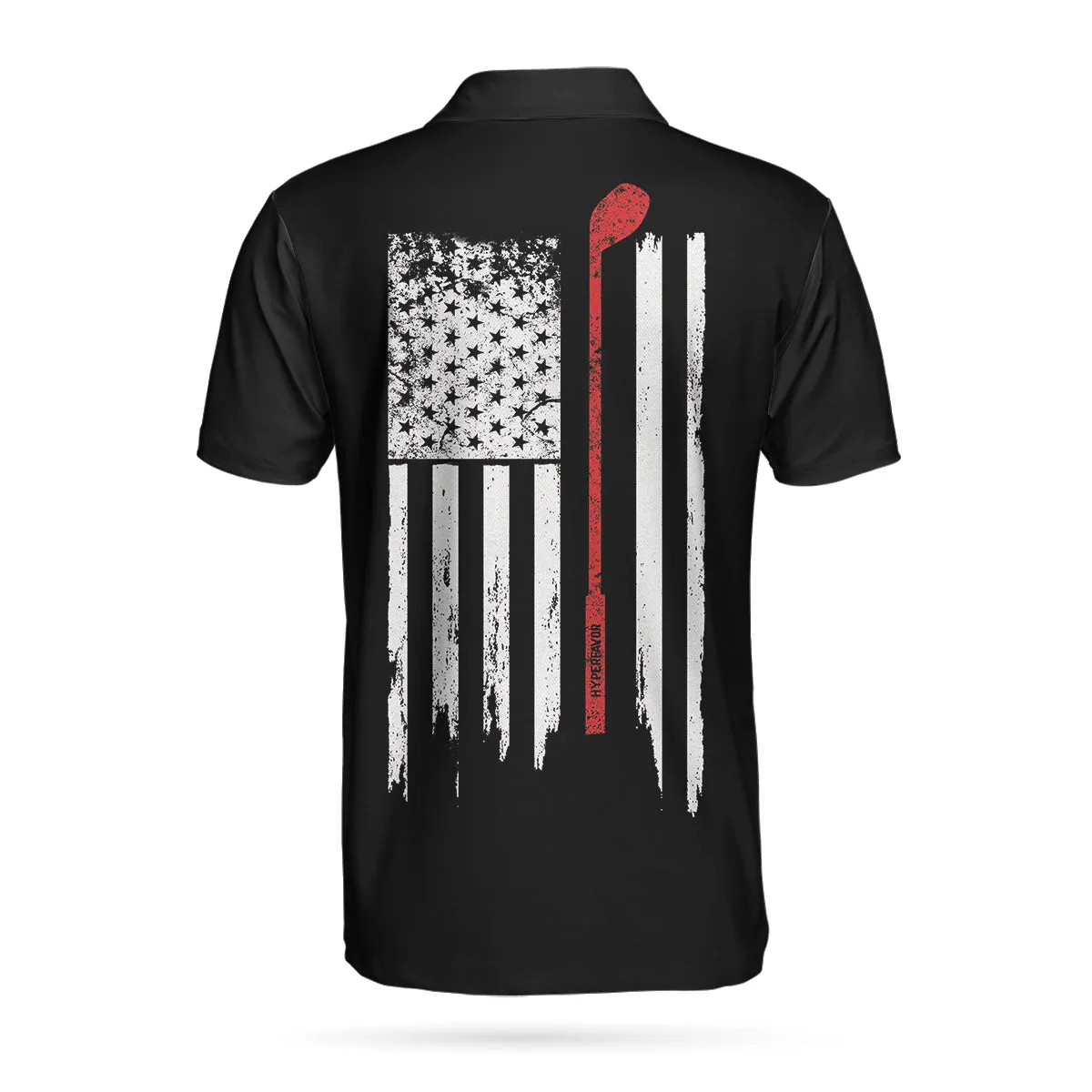 Golf Nation Short Sleeve Golf Polo Shirt, Black And White American Flag Polo Shirt, Golf Team Shirt Coolspod