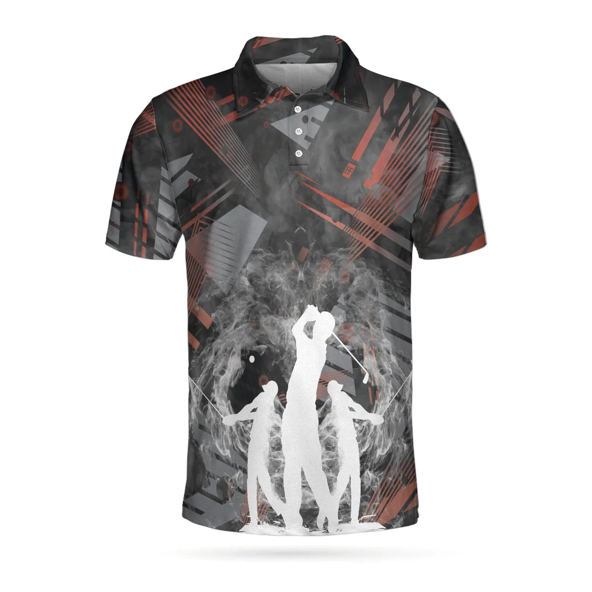 Golfers On Art Pattern Polo Shirt, Smoke Digital Theme Polo Shirt, Best Golf Shirt For Men Coolspod