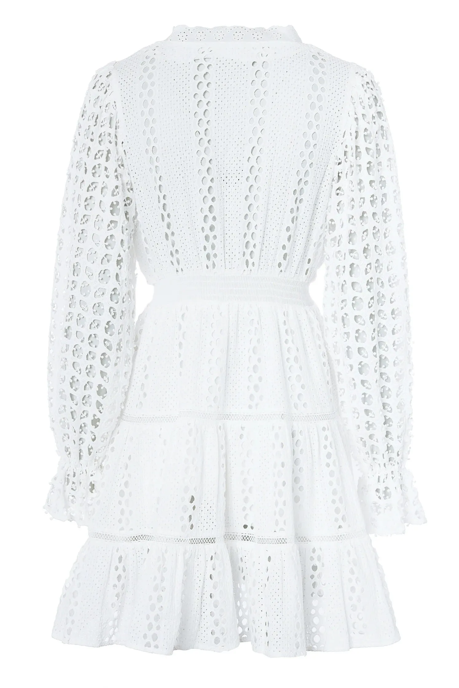 Holland Cooper Broderie Lace V Neck Dress in White