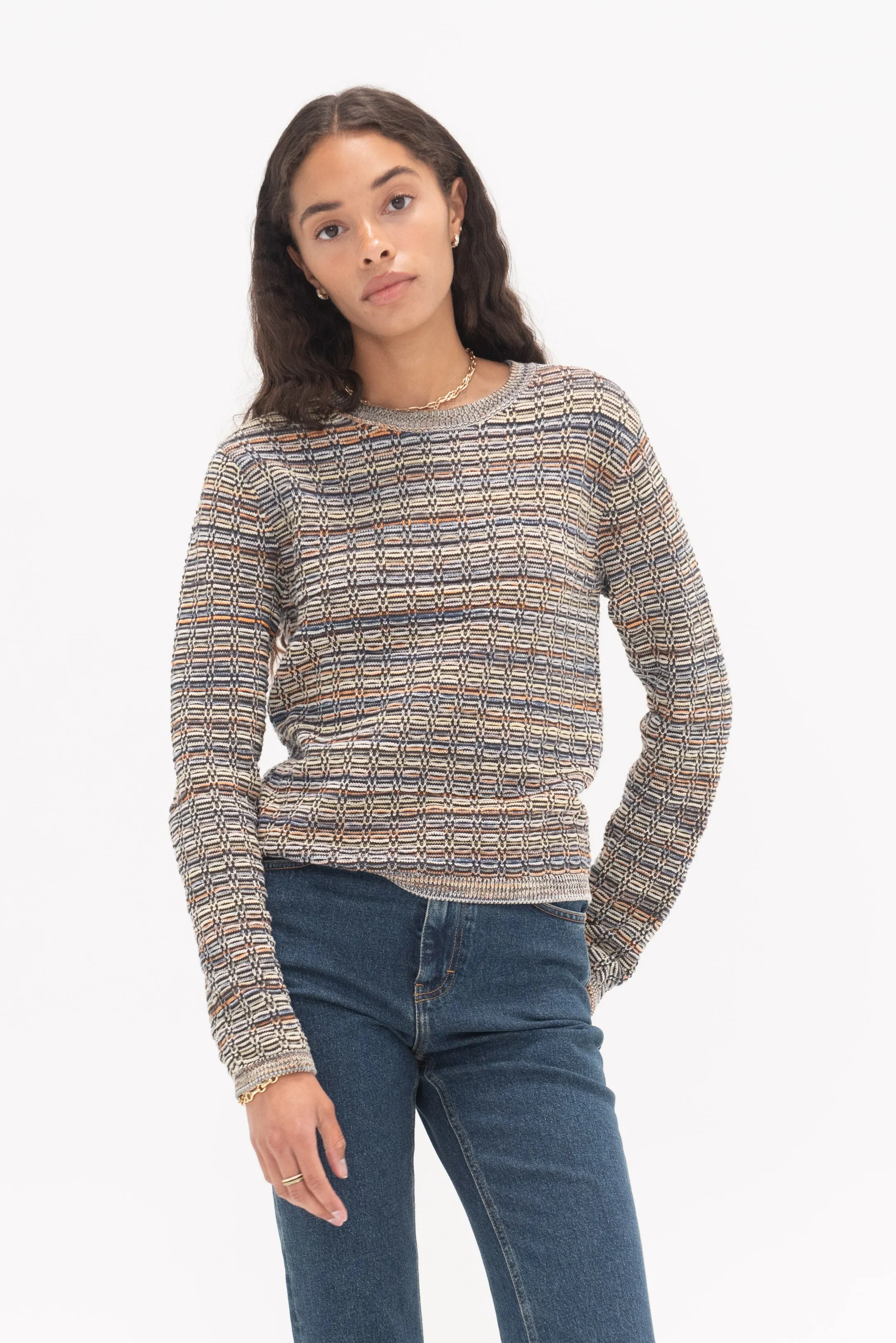 Jumper in 3D Knit, Heritage Grey