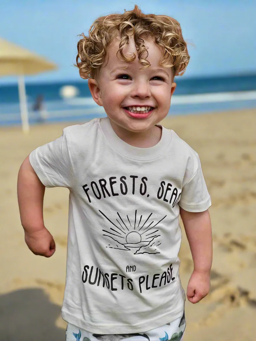 Kids 'Forests, Seas and Sunsets Please' T-shirt