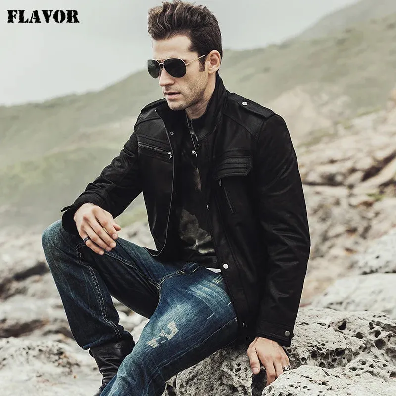 Men's Retro Genuine Leather Motorcycle Jacket