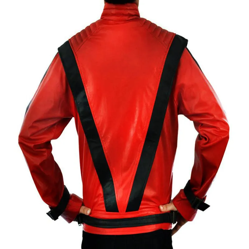 Michael Jackson Thriller Red Black Leather Jacket