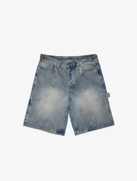 MID BLUE WASHED DENIM JORTS "V2"