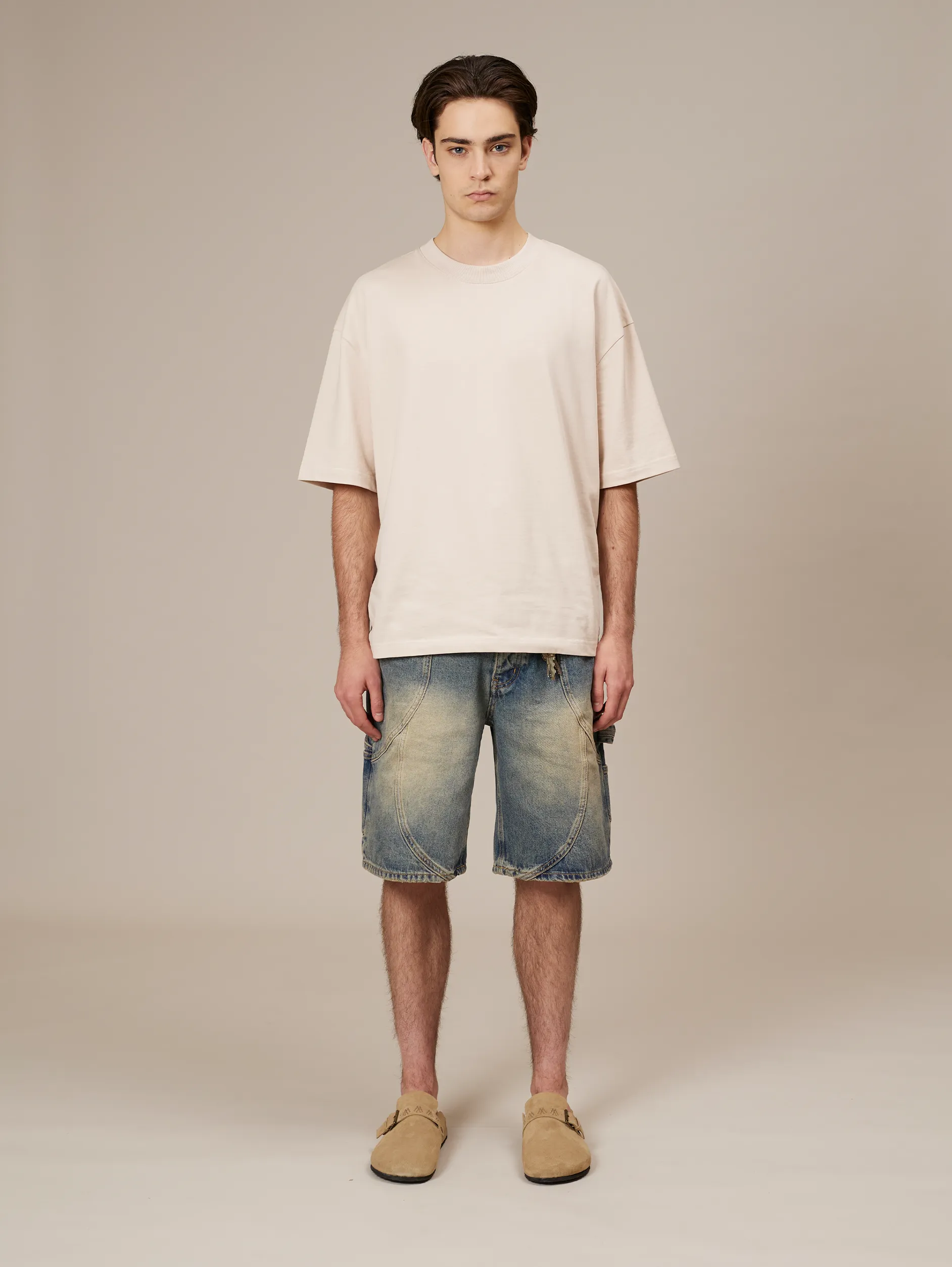 MID BLUE WASHED DENIM JORTS "V2"