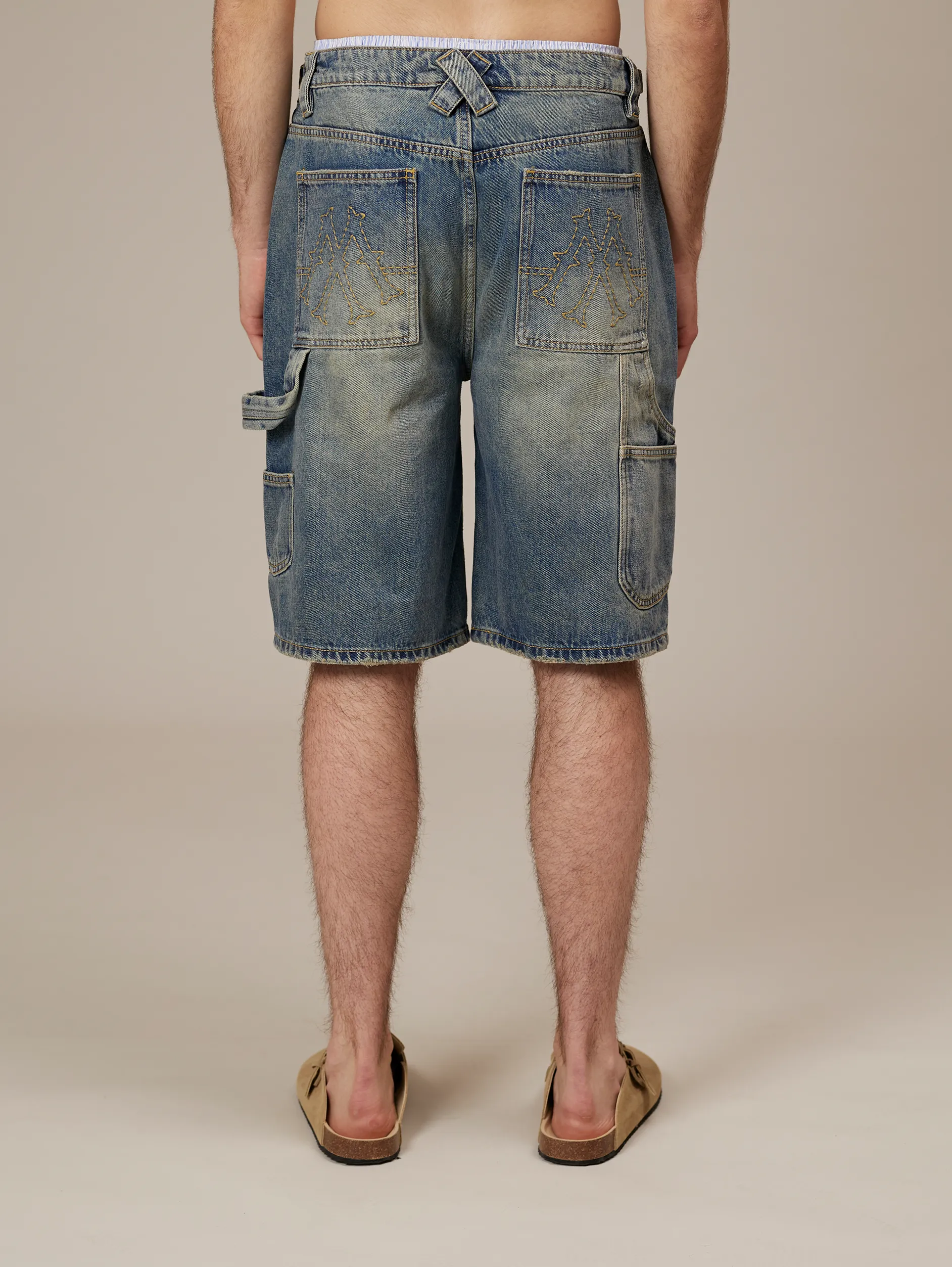 MID BLUE WASHED DENIM JORTS "V2"