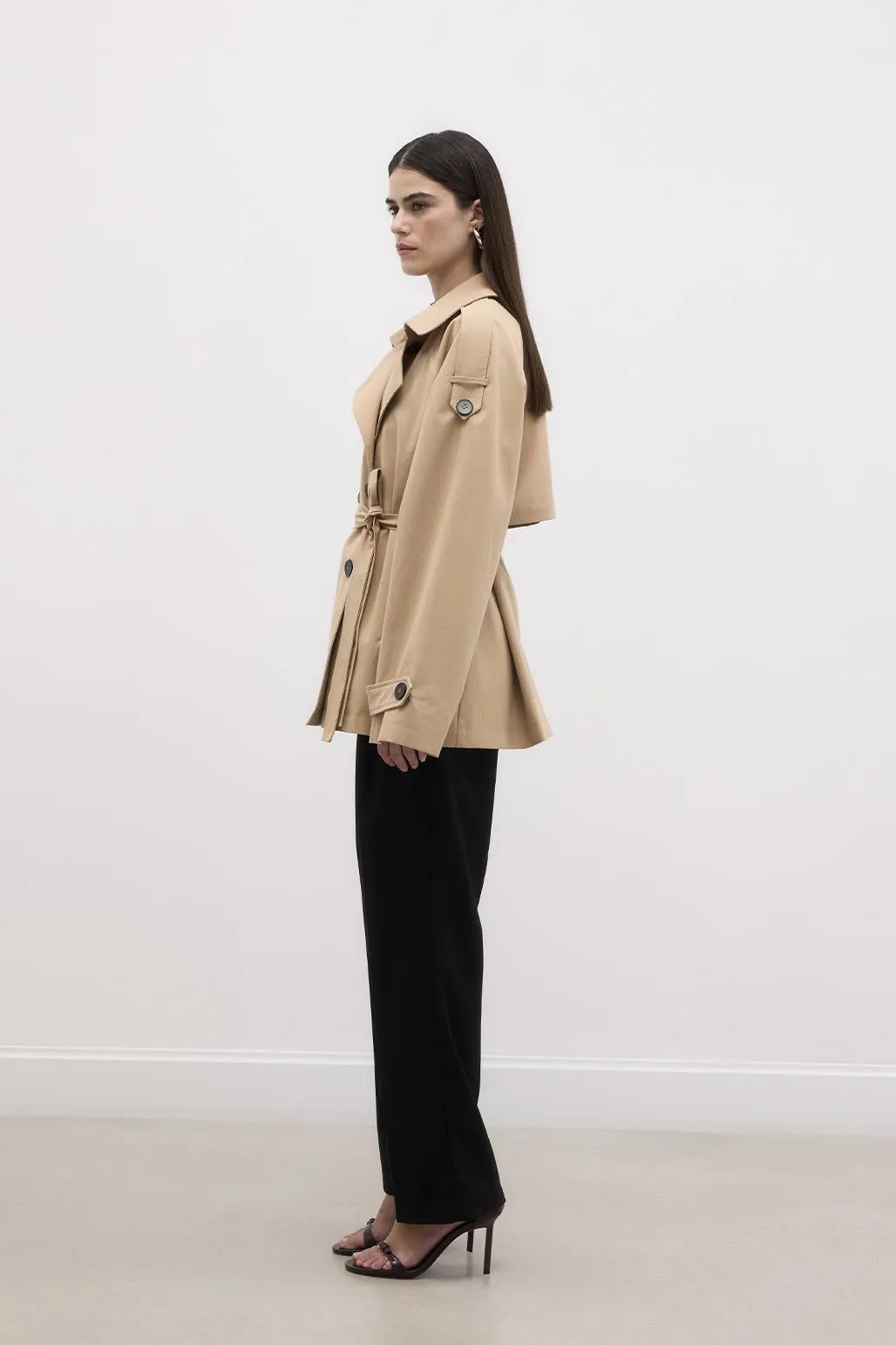 Midi Trench Coat with Windbreaker Camel