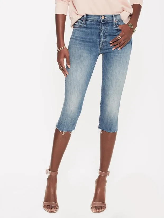 MOTHER - The Stunner Knicker Fray Denim Crops