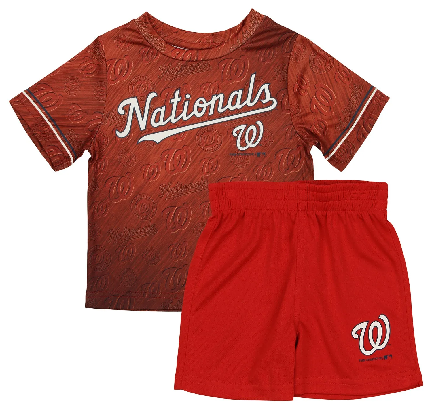 Outerstuff Washington Nationals MLB Toddler Subliminal Graphic 2-Piece Tee and Shorts Set, Scarlet Red