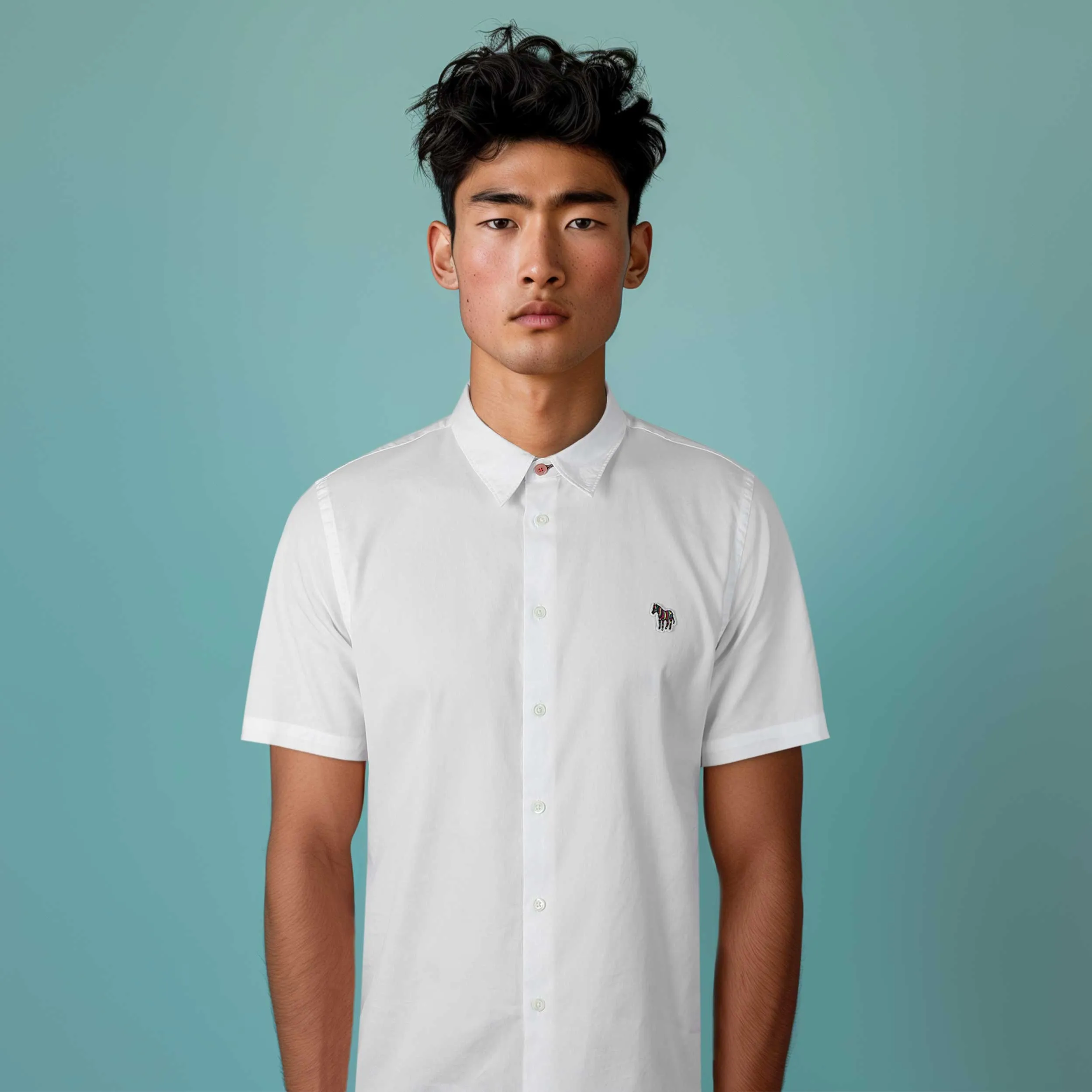 Paul Smith Casual Fit Zeb Badge SS Shirt in White