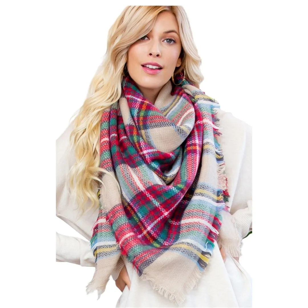 Plaid Multi Colour Scarf