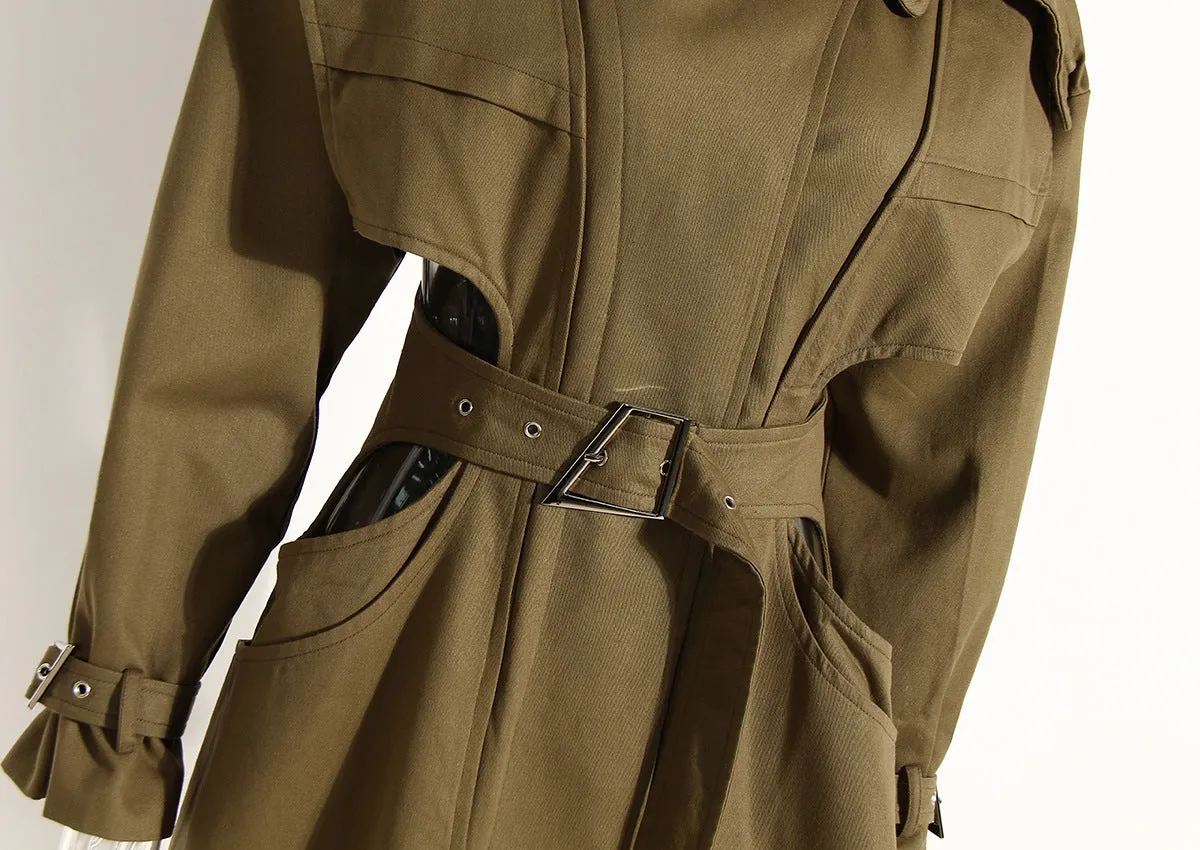 Pre Order:  Waist Cutout Belted Trench Coat