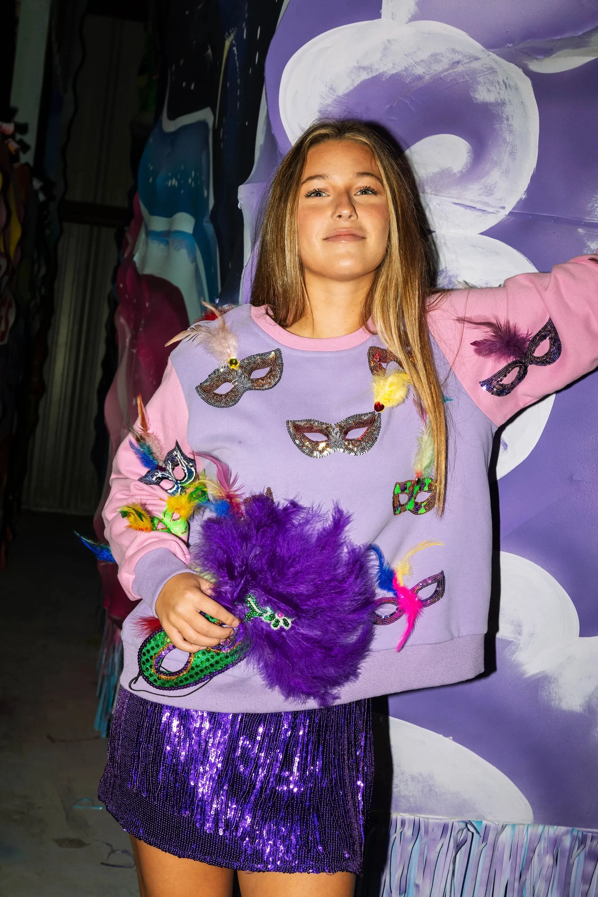 Queen of Sparkles Purple Fringe Skirt