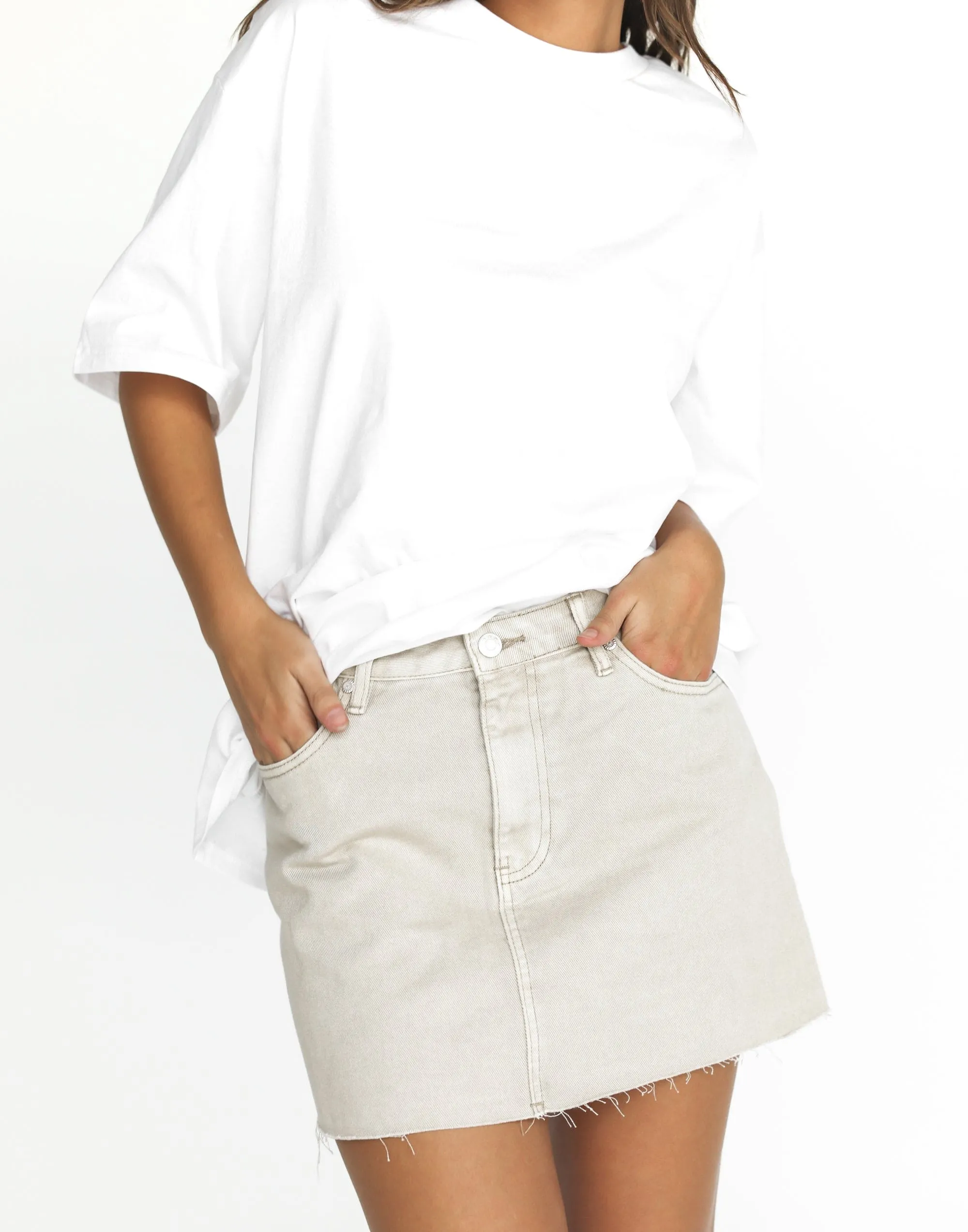 Rowan Denim Mini Skirt (Vintage Stone)