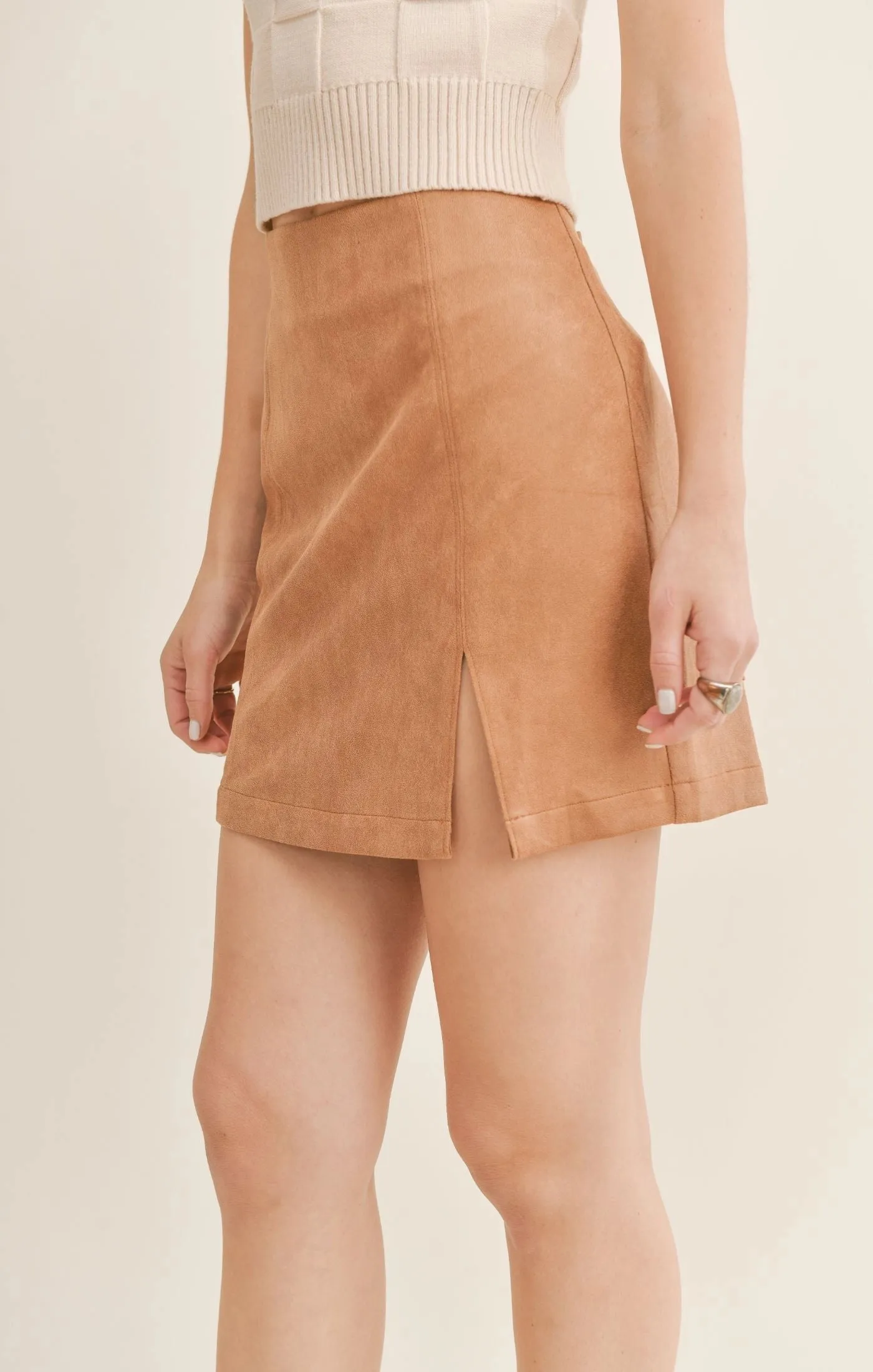 Sage the Label She's Magic Suede Mini Skirt